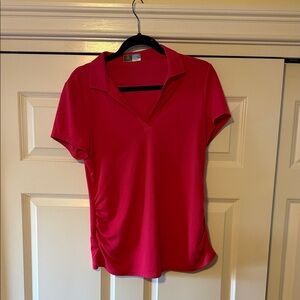 PGA Tour Bright Pink Short Sleeve Polo Top